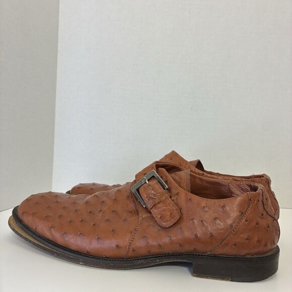 Coleoni Italy Men’s 8 Ostrich Leather Monk Strap Dress Shoes Brown main image 11